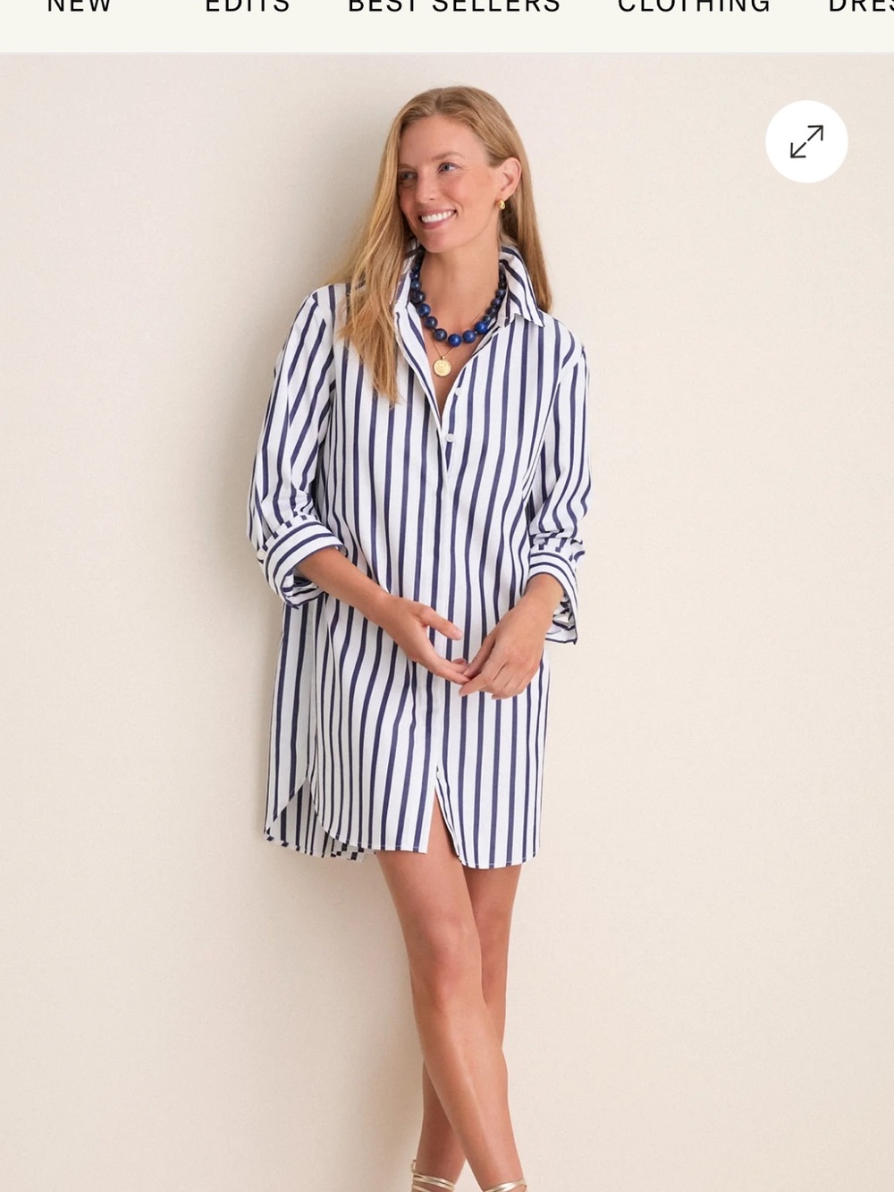 Tuckernuck Navy and White Striped Shirt Dress